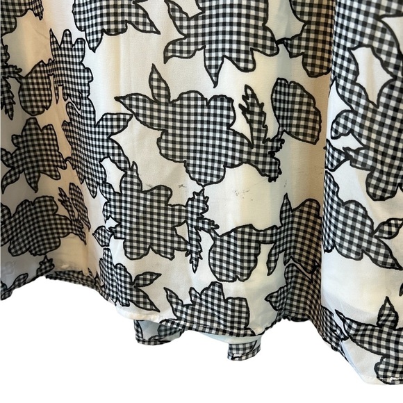 MONTEAU Cream & Black Printed High Neck Sleeveless Ruffle Top M - Picture 6 of 11